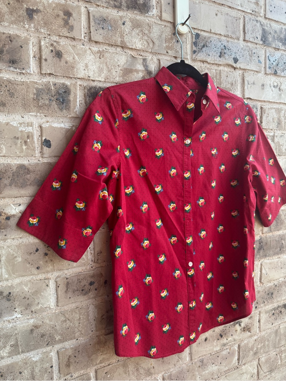 Lauren Ralph Lauren Vintage 90’s Red Floral Button-Up Shirt PS - Picture 4 of 10